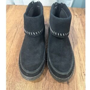UGG Black Suede‎ Leather Varney Ankle Boots Women's Size 7 Zip Up